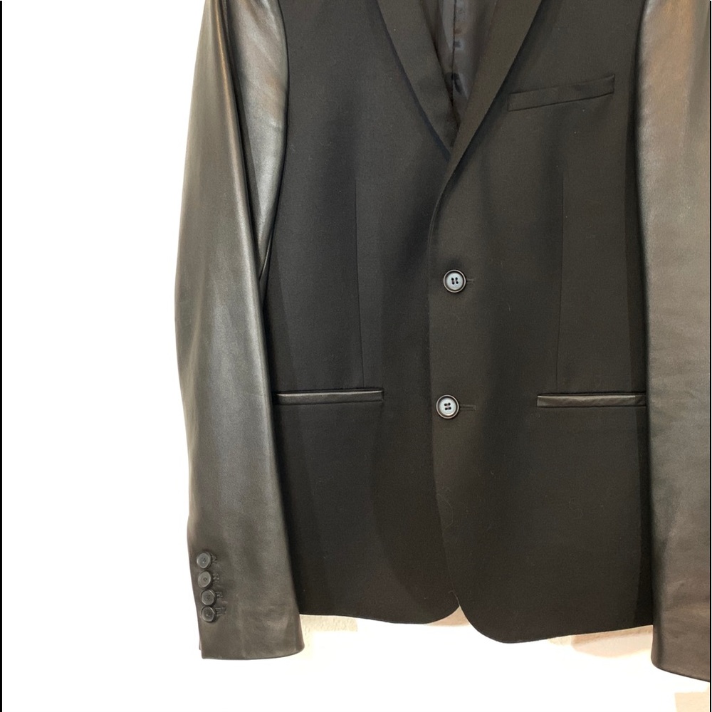 The Kooples Swift Flanelle Lambskin Leather Blazer - Picture 4 of 8